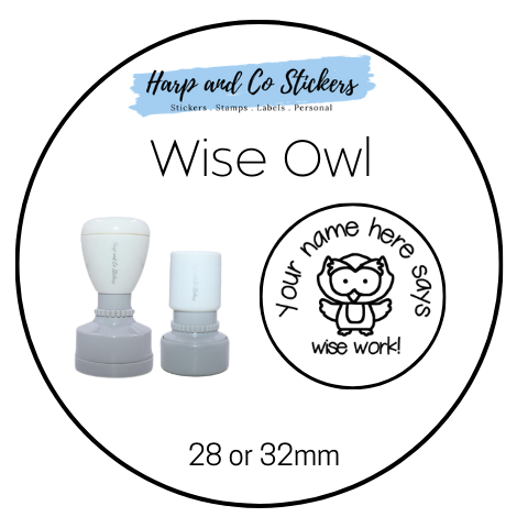 28 or 32mm Personalised Round Stamp - *Wise Owl* - Great for the classroom!