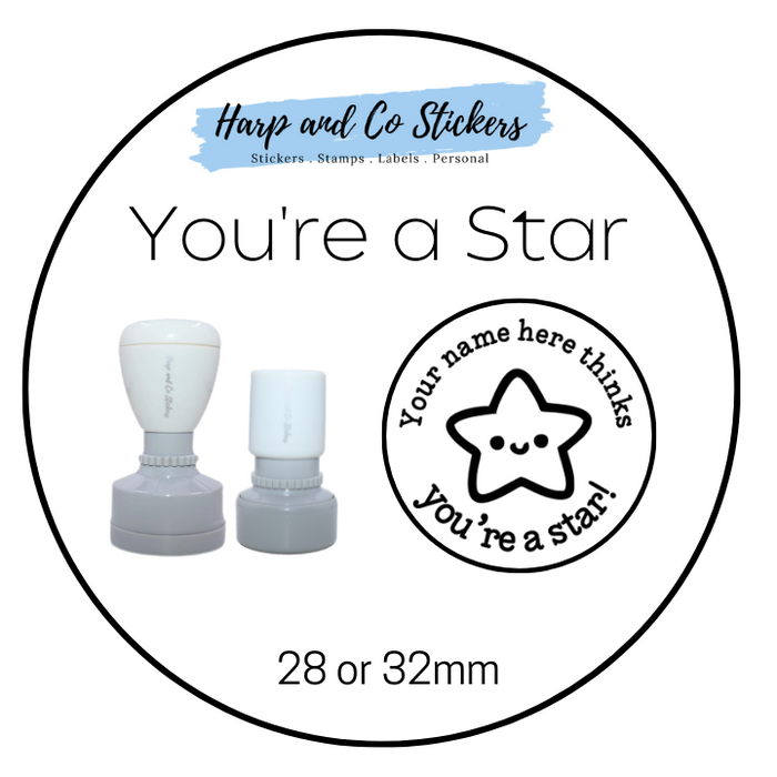 28 or 32mm Personalised Merit Stamp - *You're a Star* - Great for the classroom!