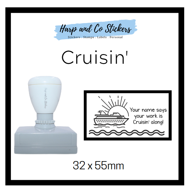 Personalised Rectangle 32 x 55mm stamp - Cruisin'