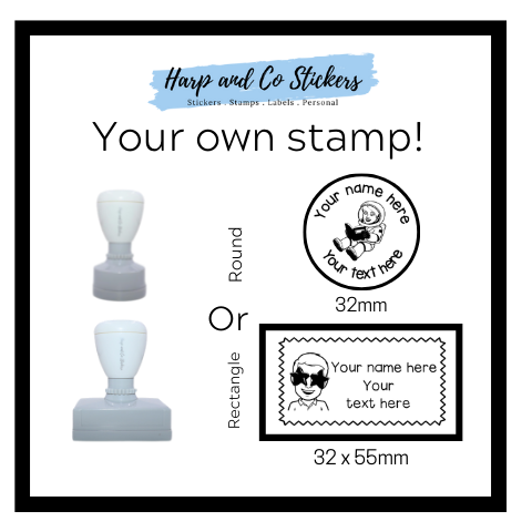 32mm Round or 32x55mm Rectangle Personalised Stamp - Personalise You