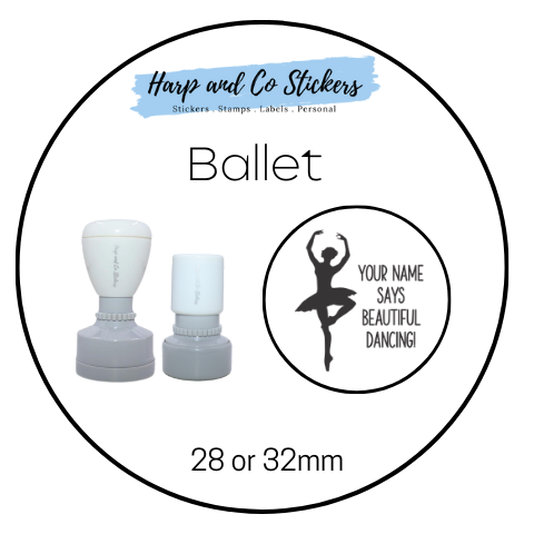 28 or 32mm Personalised Round Stamp - Ballet