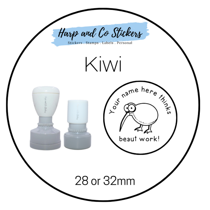 28 or 32mm Personalised Merit Stamp - *Kiwi* - Great for the classroom!