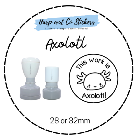 28 or 32mm Round Stamp - Axolotl