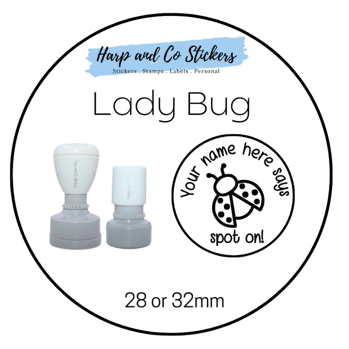 28 or 32mm Personalised Merit Stamp - *Lady Bug* - Great for the classroom!