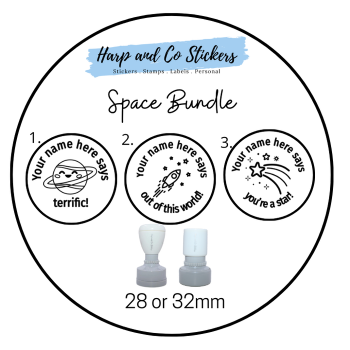 28 or 32mm Personalised Stamp Bundle - 3 Space Stamps