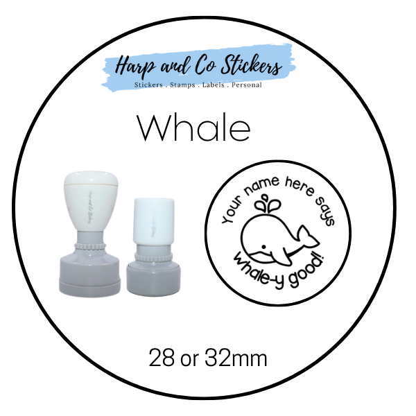 28 or 32mm Personalised Round Stamp - Whale