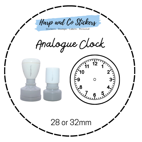28 or 32mm Round Stamp - Analogue Clock
