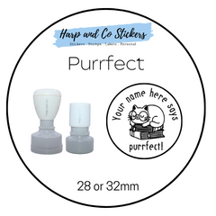 28 or 32mm Personalised Round Stamp - *Purrfect* - Great for the classroom!