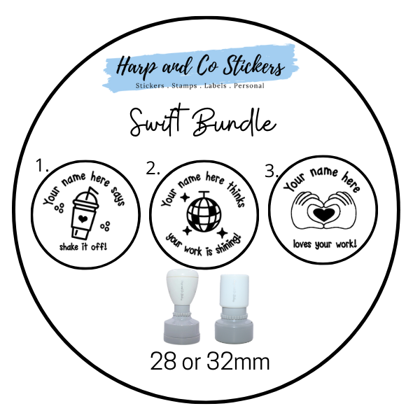 28 or 32mm Personalised Stamp Bundle - 3 Swift Stamps