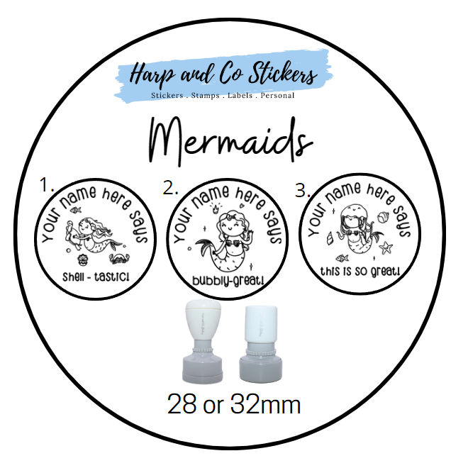 28 or 32mm Personalised Stamp Bundle - 3 Mermaid Stamps