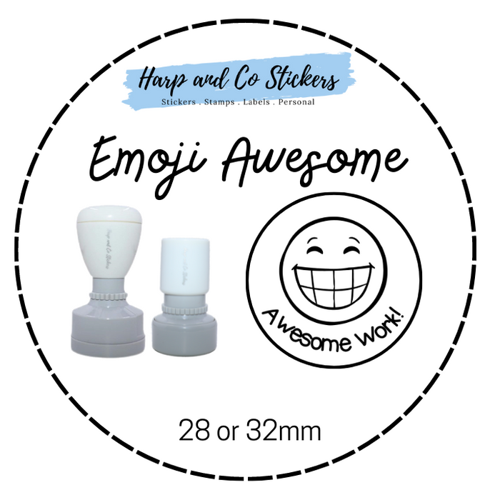 28 or 32mm Round Stamp - Emoji Awesome Merit