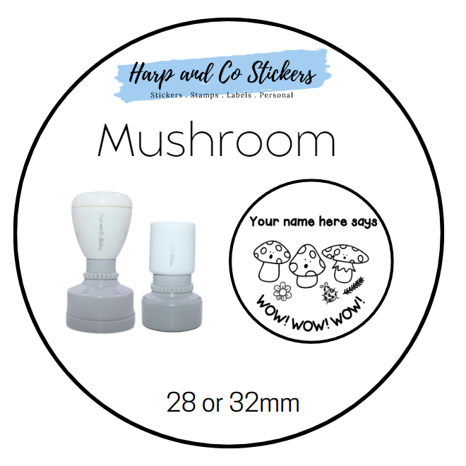 28 or 32mm Personalised Merit Stamp - Mushroom