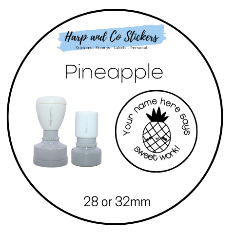 28 or 32mm Personalised Round Stamp - *Pineapple* - Great for the classroom!