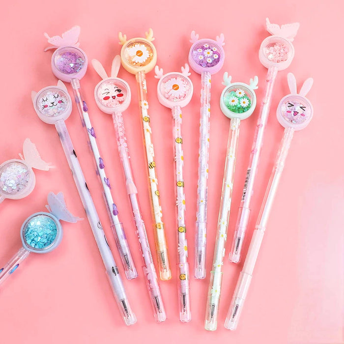 Kawaii Gel Sequin Pens (Black ink) - Assorted Designs