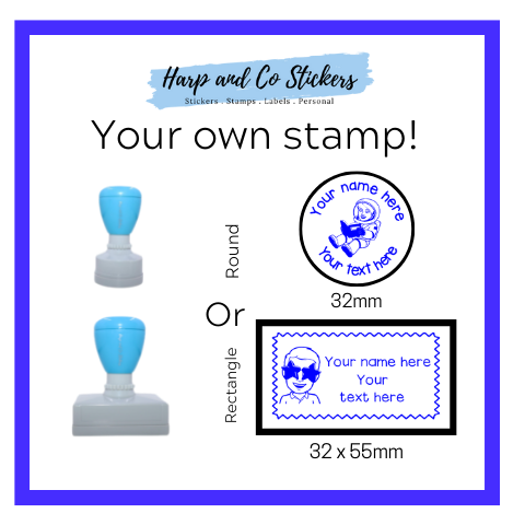 32mm Round or 32x55mm Rectangle Personalised Stamp - Personalise You