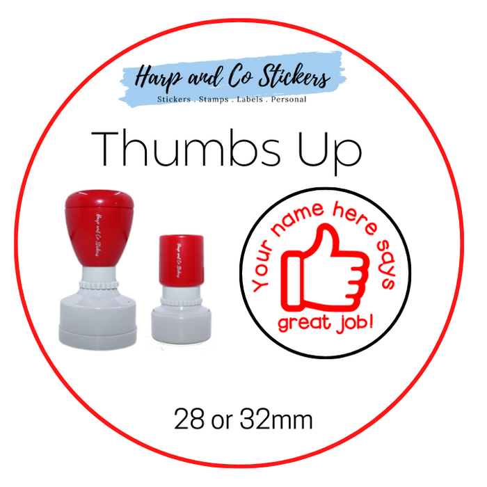 28 or 32mm Personalised Merit Stamp - *Thumbs Up* - Great for the classroom!