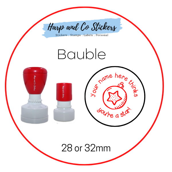 28 or 32mm Personalised Merit Stamp - Bauble