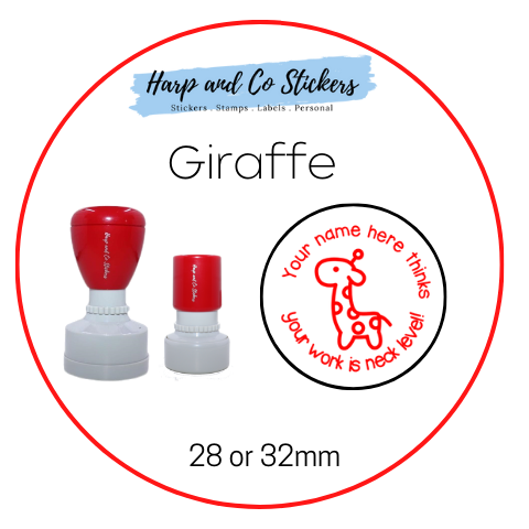 28 or 32mm Personalised Round Stamp - Giraffe