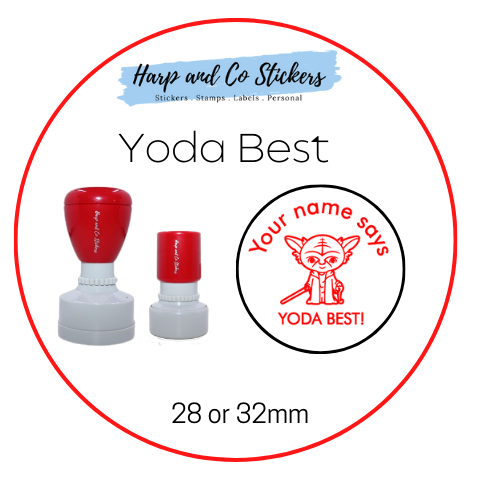 28 or 32mm Personalised Round Stamp - *Yoda Best* - Great for the classroom!