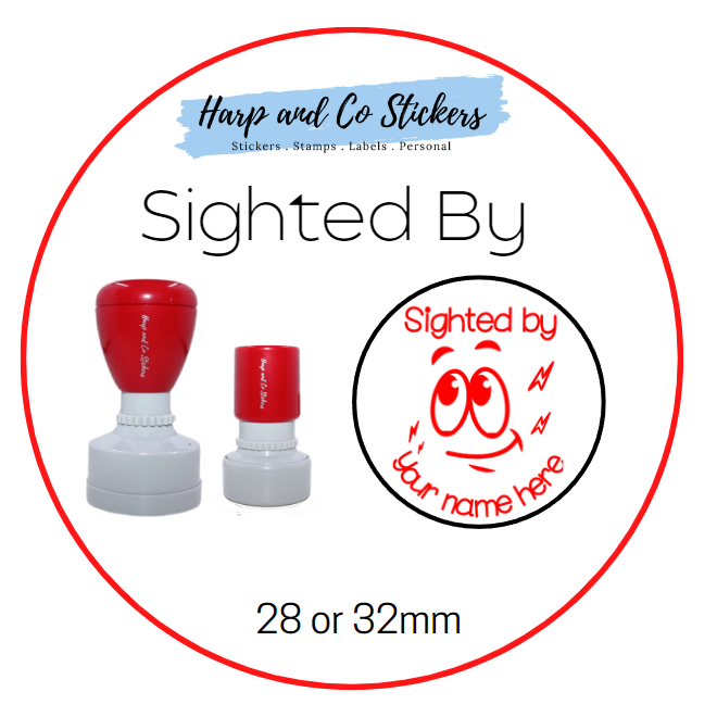 28 or 32mm Personalised Merit Stamp - Sighted By