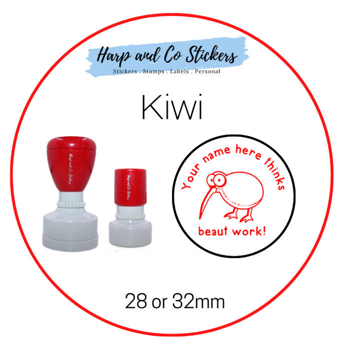 28 or 32mm Personalised Merit Stamp - *Kiwi* - Great for the classroom!