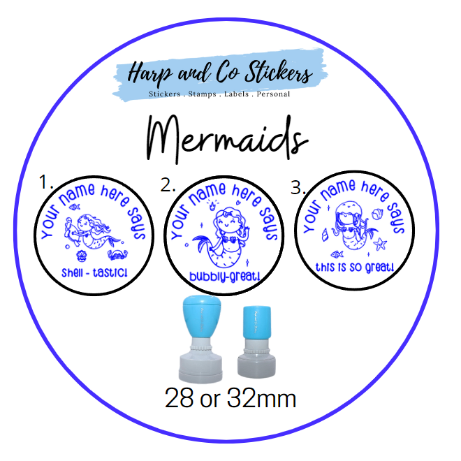 28 or 32mm Personalised Stamp Bundle - 3 Mermaid Stamps