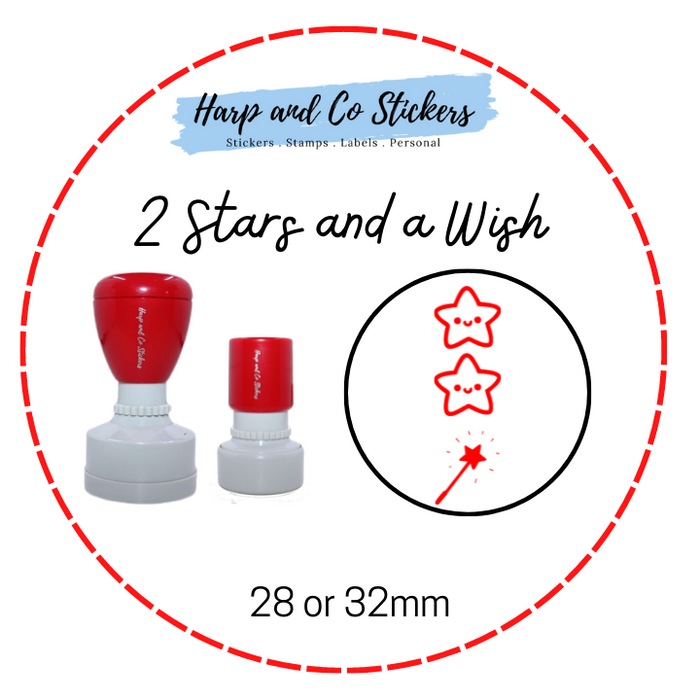 28 or 32mm Round Stamp - 2 Stars and a Wish