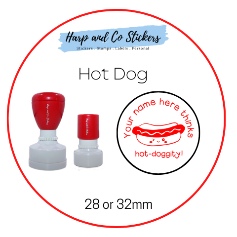 28 or 32mm Personalised Round Stamp - Hot Dog