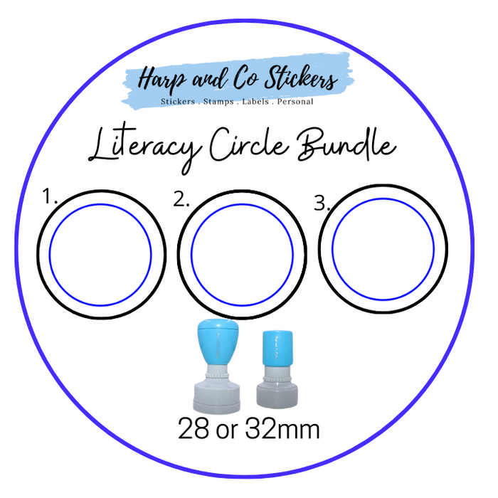 28 or 32mm Stamp Bundle - 3 Literacy Circle Stamps