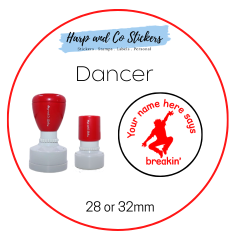 28 or 32mm Personalised Round Stamp - Dancer