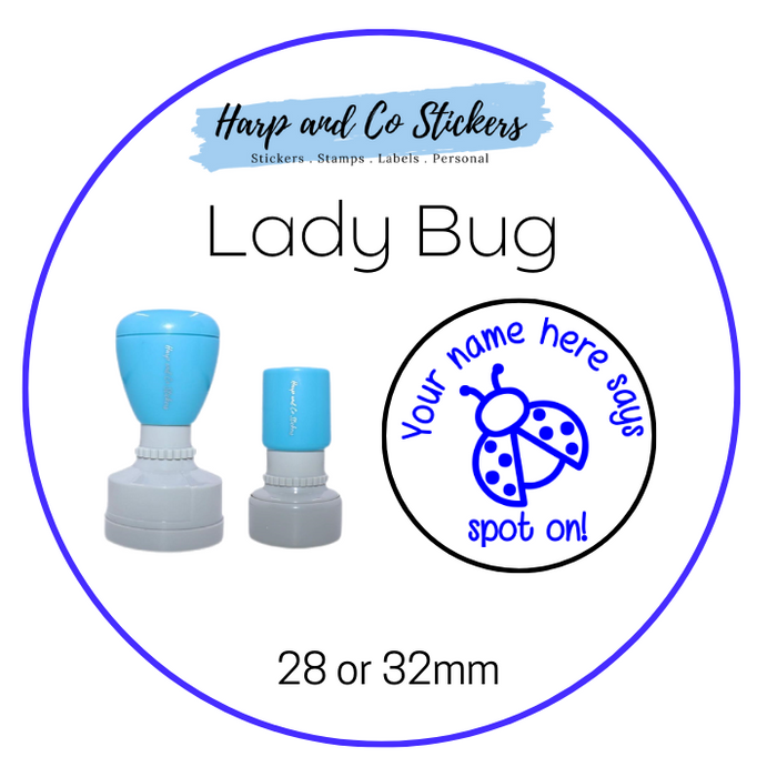 28 or 32mm Personalised Merit Stamp - *Lady Bug* - Great for the classroom!