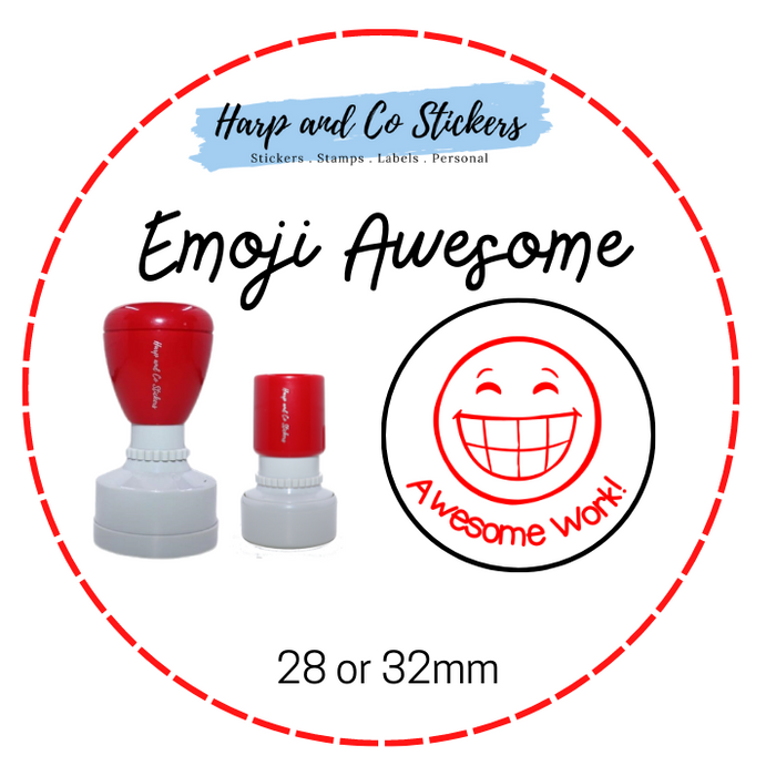28 or 32mm Round Stamp - Emoji Awesome Merit