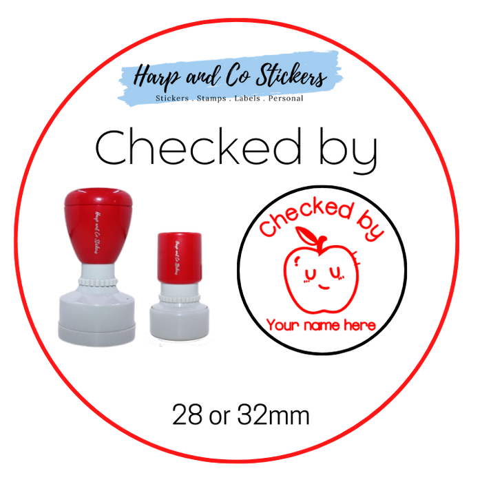 28 or 32mm Personalised Merit Stamp - *Checked By* - Great for the classroom!
