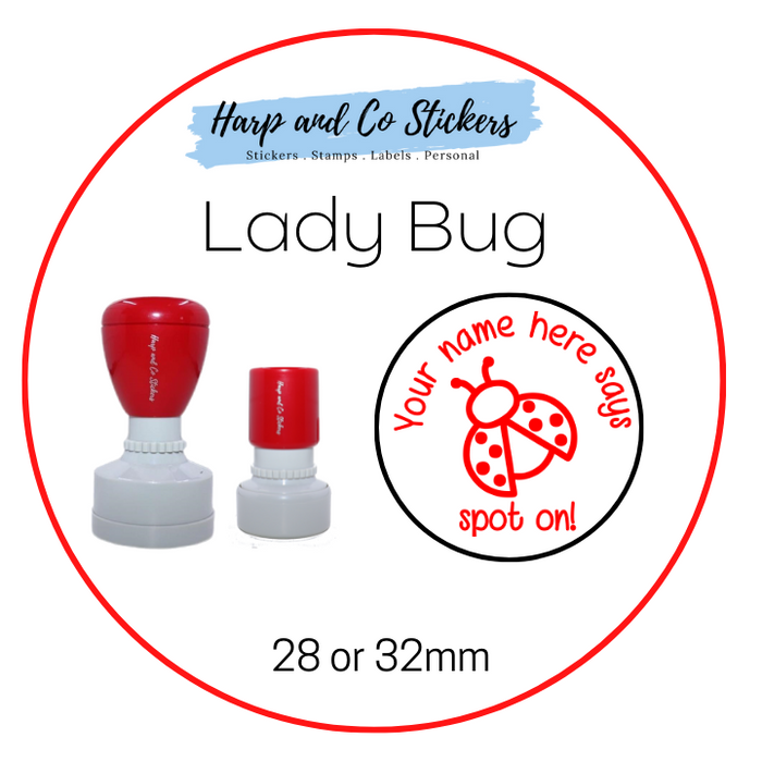28 or 32mm Personalised Merit Stamp - *Lady Bug* - Great for the classroom!