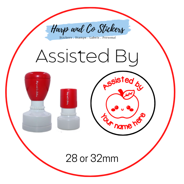 28 or 32mm Personalised Merit Stamp - Assisted By