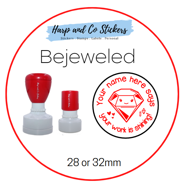 28 or 32mm Personalised Merit Stamp - Bejeweled