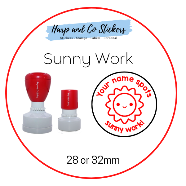 28 or 32mm Personalised Merit Stamp - Sunny Work