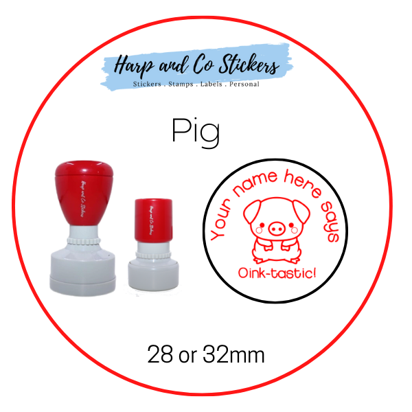 28 or 32mm Personalised Merit Stamp - Pig