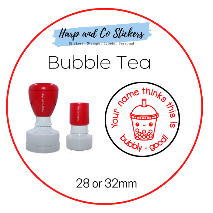 28 or 32mm Personalised Round Stamp - *Bubble Tea* - Great for the classroom!