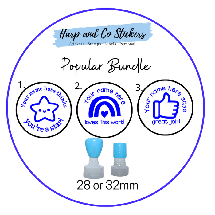 28 or 32mm Personalised Stamp Bundle - 3 Popular Stamps