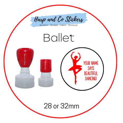 28 or 32mm Personalised Round Stamp - Ballet
