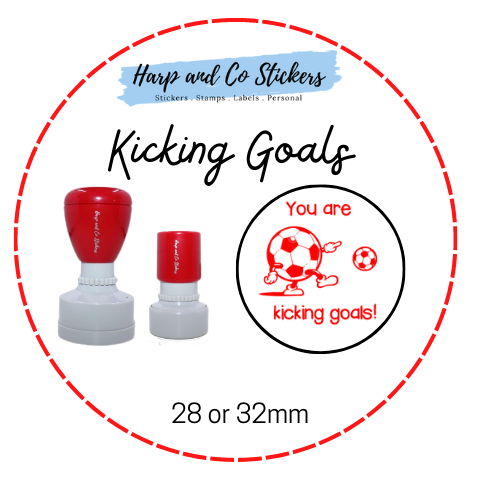 28 or 32mm Round Stamp - Kicking Goals