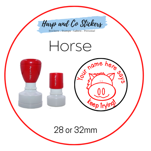 28 or 32mm Personalised Merit Stamp - Horse