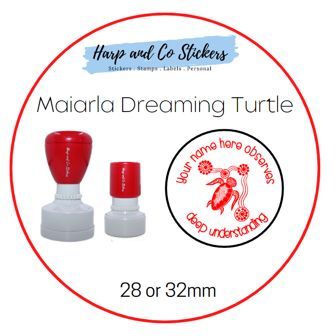28 or 32mm Personalised Merit Stamp -Maiarla Dreaming Turtle