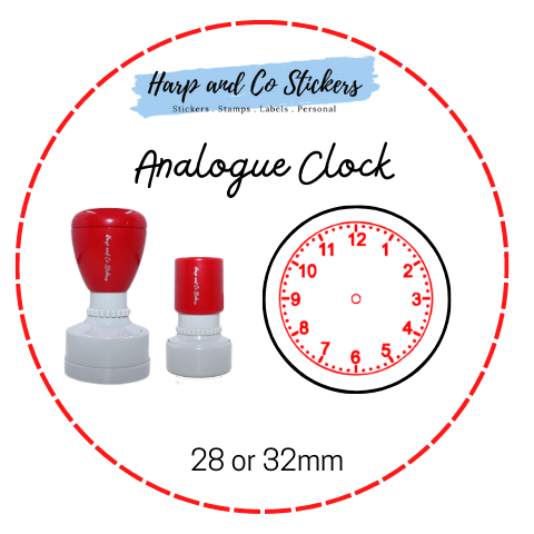 28 or 32mm Round Stamp - Analogue Clock
