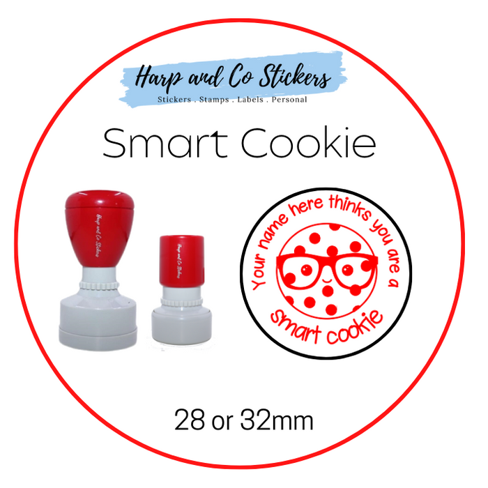 28 or 32mm Personalised Round Stamp - *Smart Cookie* - Great for the classroom!