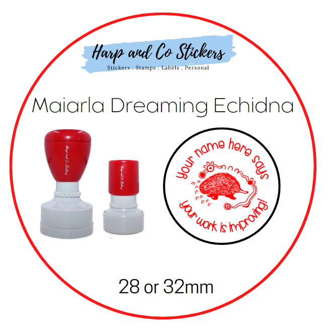 28 or 32mm Personalised Merit Stamp - Maiarla Dreaming Echidna