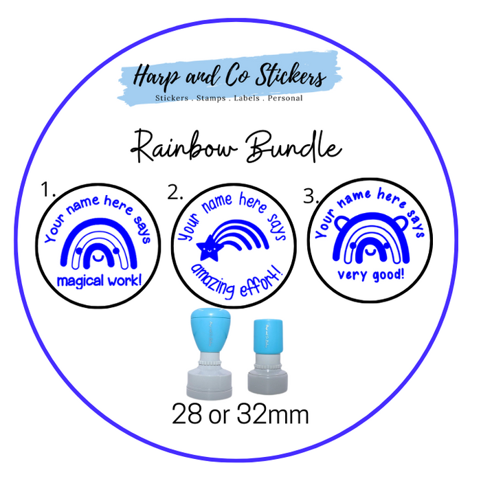 28 or 32mm Personalised Stamp Bundle - 3 Rainbow stamps