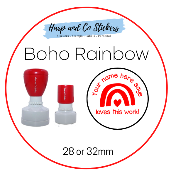 28 or 32mm Personalised Merit Stamp - Boho Rainbow