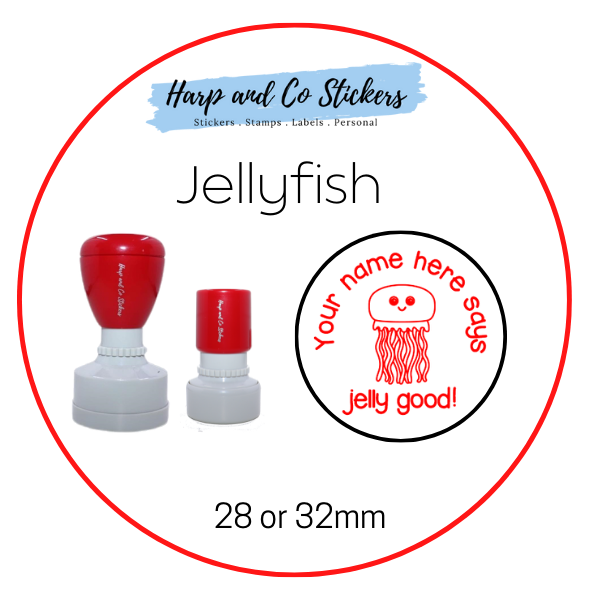 28 or 32mm Personalised Round Stamp - Jellyfish